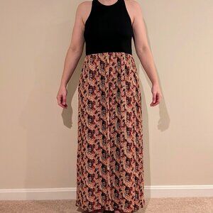 Floral Maxi Dress with Black Top